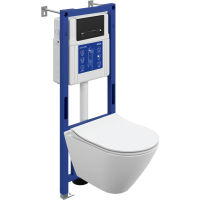 Комплект CERSANIT CITY SMART DPL EO инсталляция AQUA 40 SMART M кнопка ESTETICA пластик черный матовый с